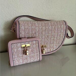 Guess Blush Tweed Shoulder Bag and Wallet